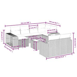 VidaXL Ensemble de canapés de jardin rotin synthétique  