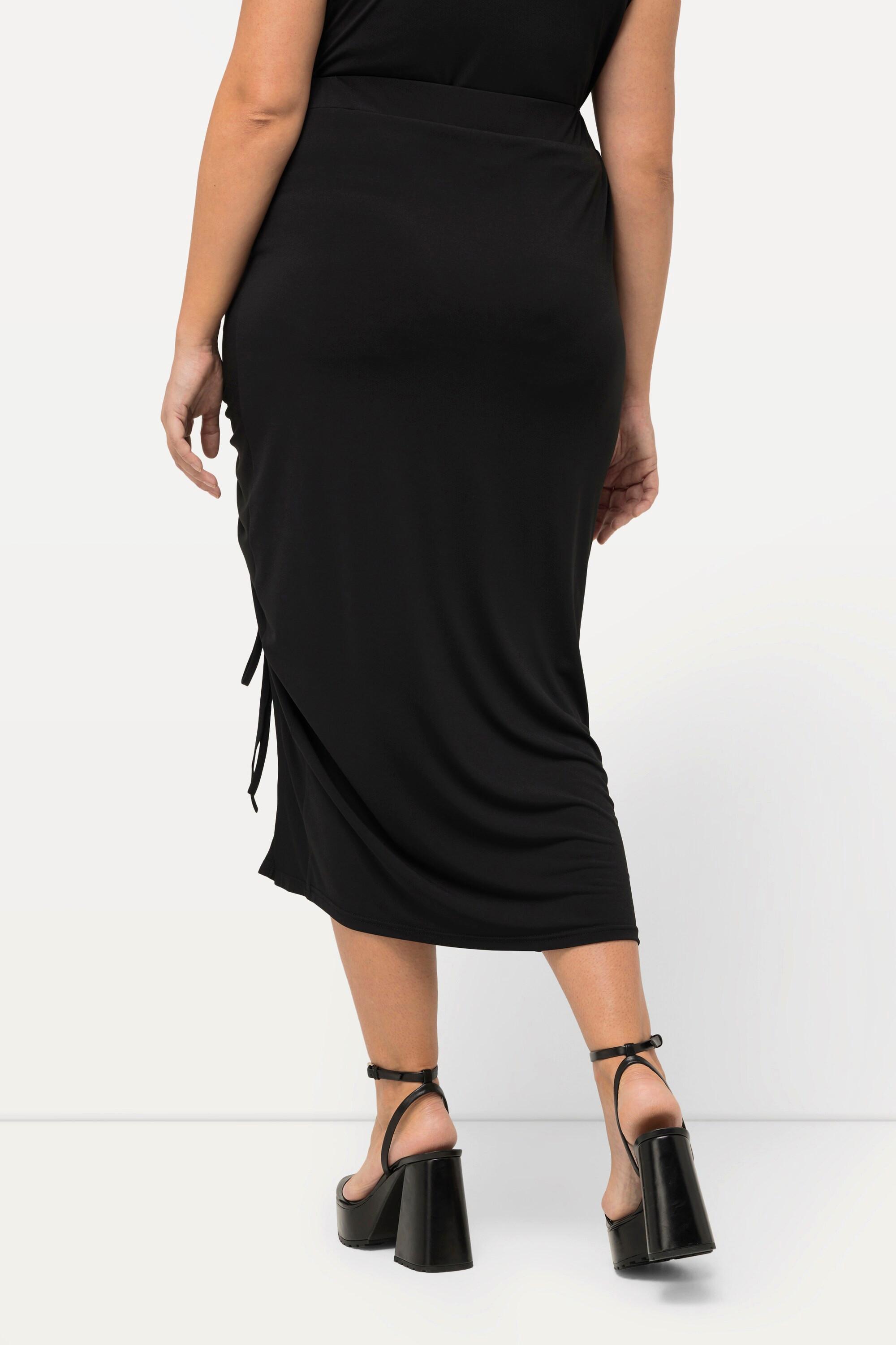 Ulla Popken Midirock Schlitz Raffung Slim Elastikbund  