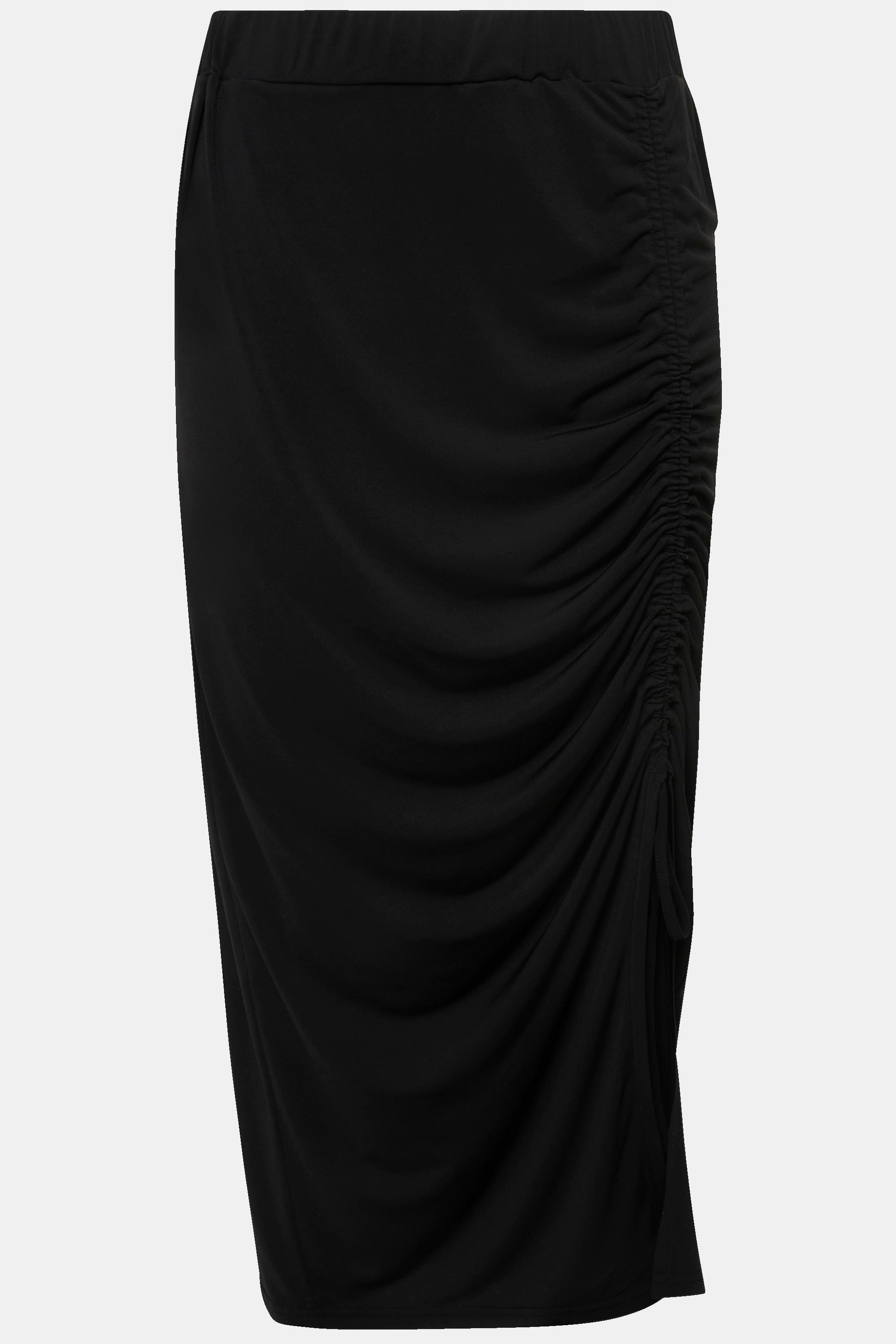 Ulla Popken Midirock Schlitz Raffung Slim Elastikbund  