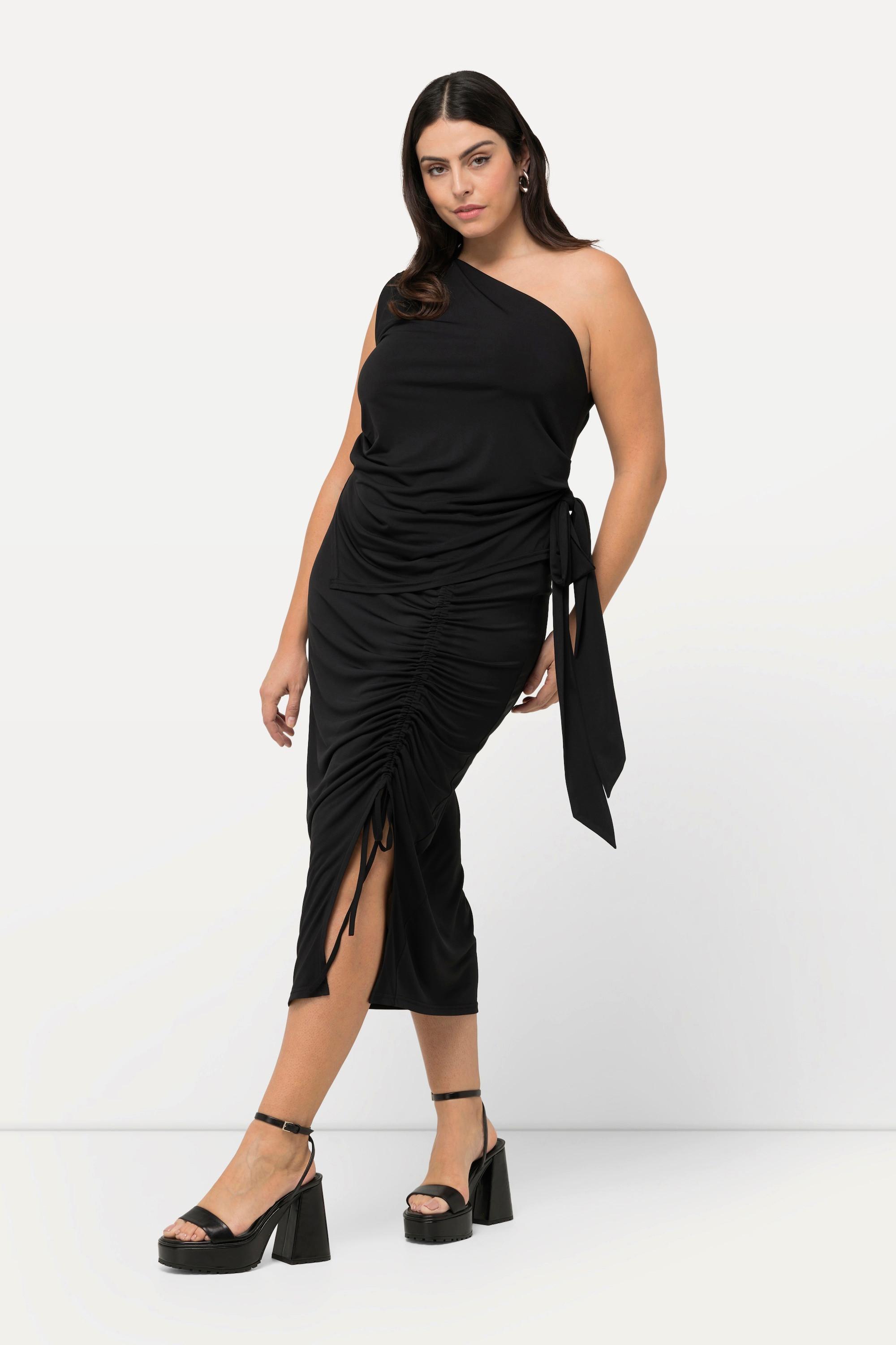 Ulla Popken Midirock Schlitz Raffung Slim Elastikbund  