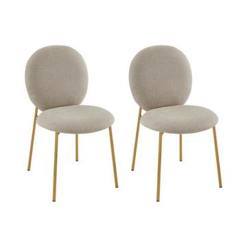 Lot de 2 chaises en tissu et métal doré - Beige - ASTRENA de Pascal Morabito