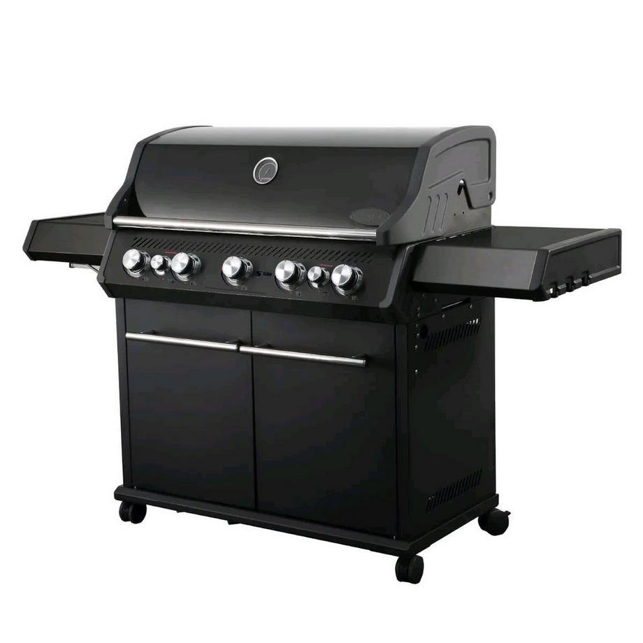 Santos  S S-518 - Gasgrill, Seiten- und Heckbrenner, All Black, inkl. Rostheber 