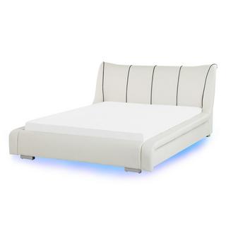 Beliani Letto con LED en Pelle Naturale Glamour NANTES  