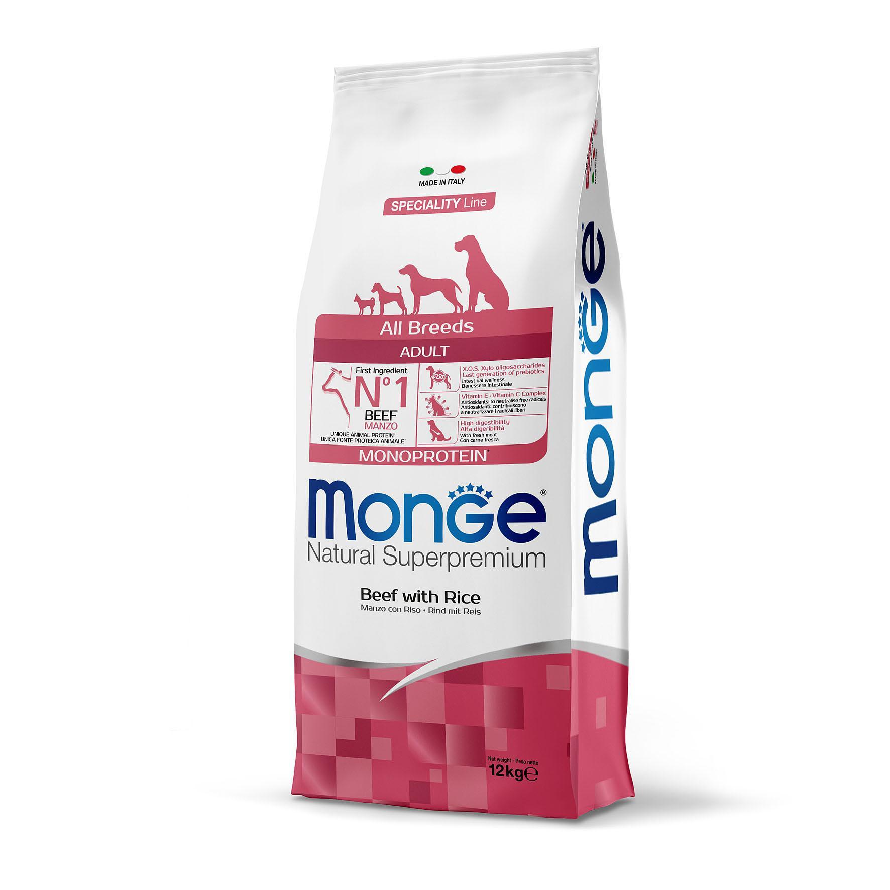 Monge  Dog Adult All Breeds boeuf & riz, 12kg 