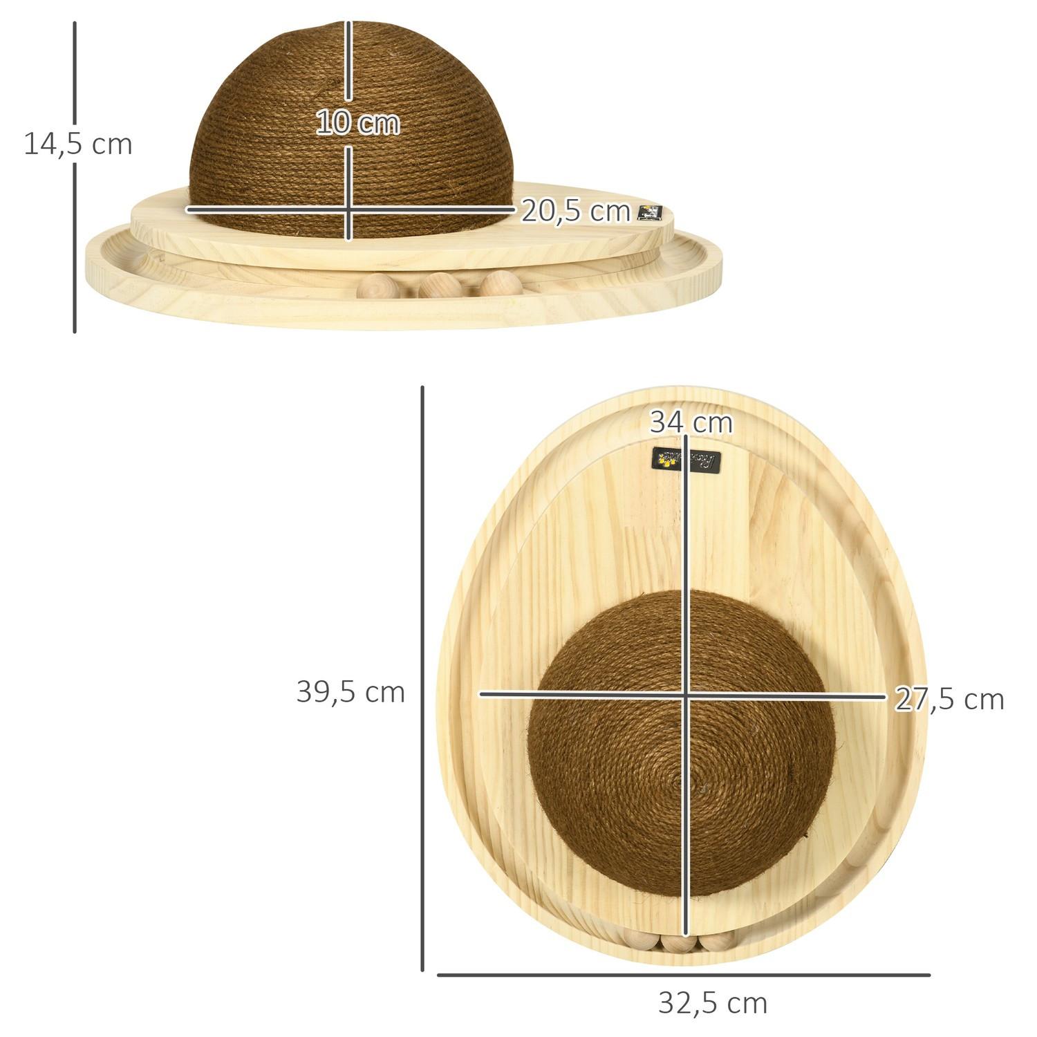 Northio  Jouet Interactif Pour Chat 2 En 1 Avec Planche À Gratter Et Piste En Marbre, Jute, Bois De Pin, Naturel + Café, 39,5 X 32,5 X 14,5 Cm 