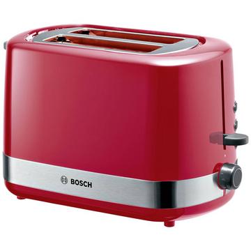 Toaster mit Brötchenaufsatz Rot, Edelstahl