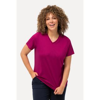 Ulla Popken  T-shirt technique, antibactérien, col en V et manches courtes 