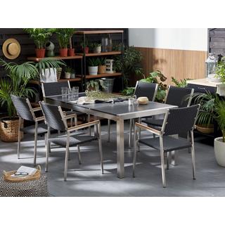 Beliani Ensemble de salle à manger de jardin pour 6 personnes en Granit Industriel GROSSETO  