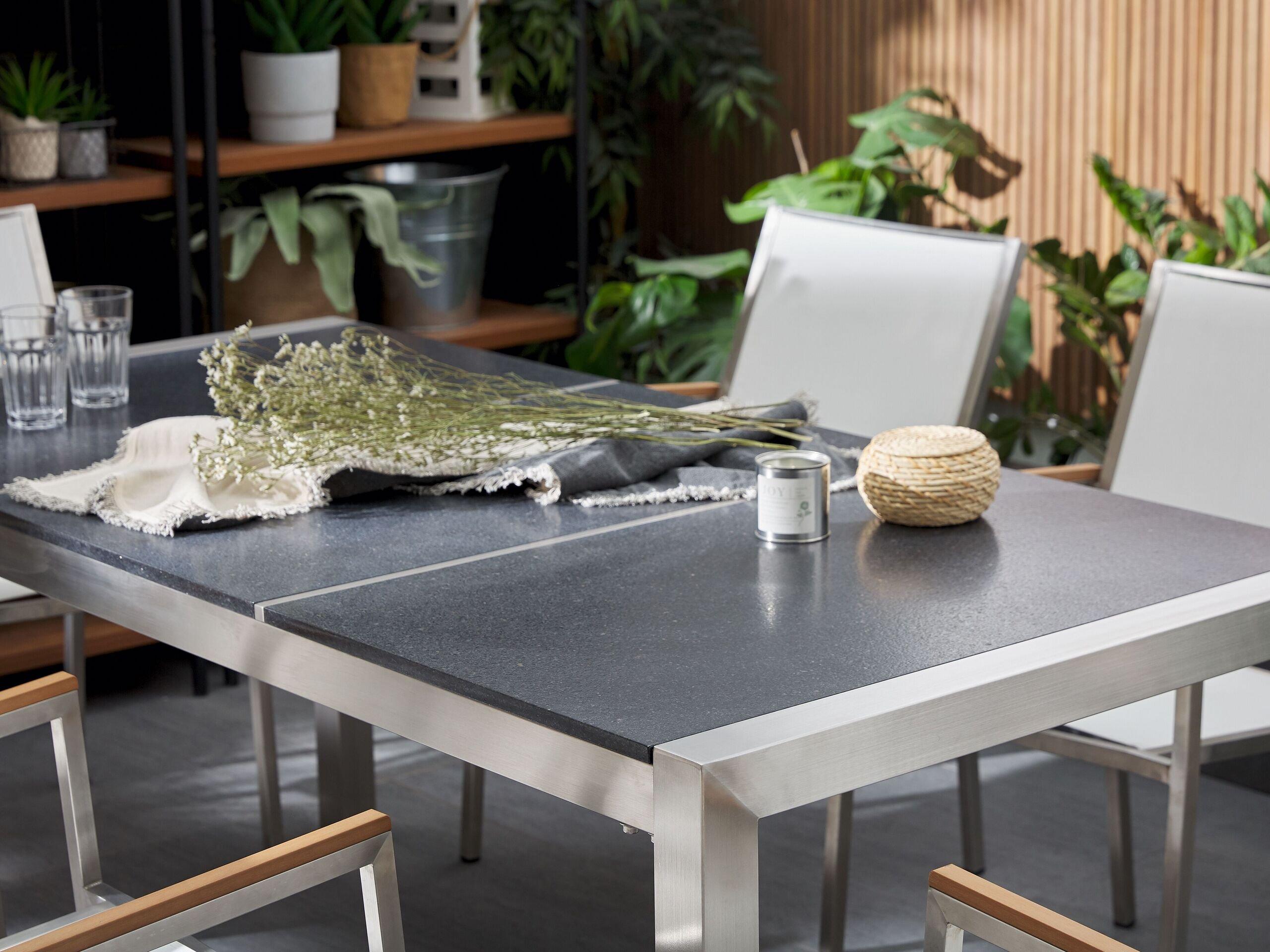 Beliani Ensemble de salle à manger de jardin pour 6 personnes en Granit Industriel GROSSETO  