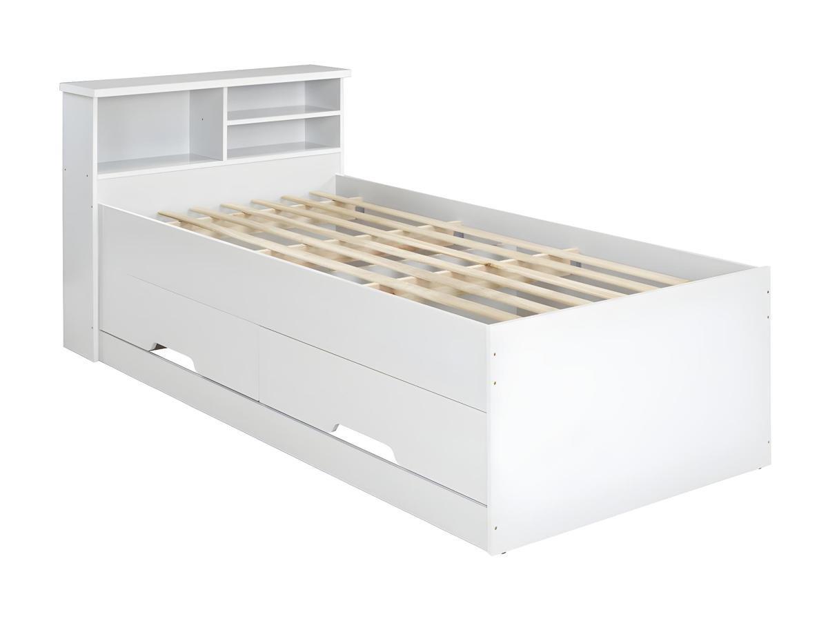 Vente-unique Letto singolo con cassetti e scomparti Bianco BORIS  