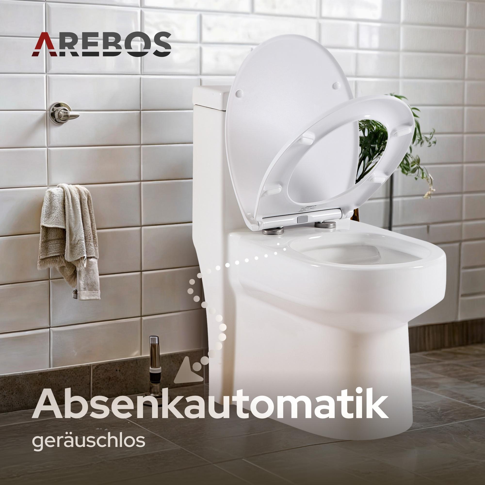 Arebos Coperchio WC con abbassamento automatico Coperchio WC  