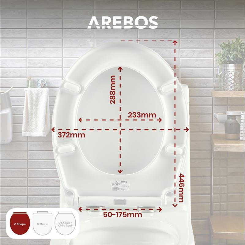 Arebos Coperchio WC con abbassamento automatico Coperchio WC  