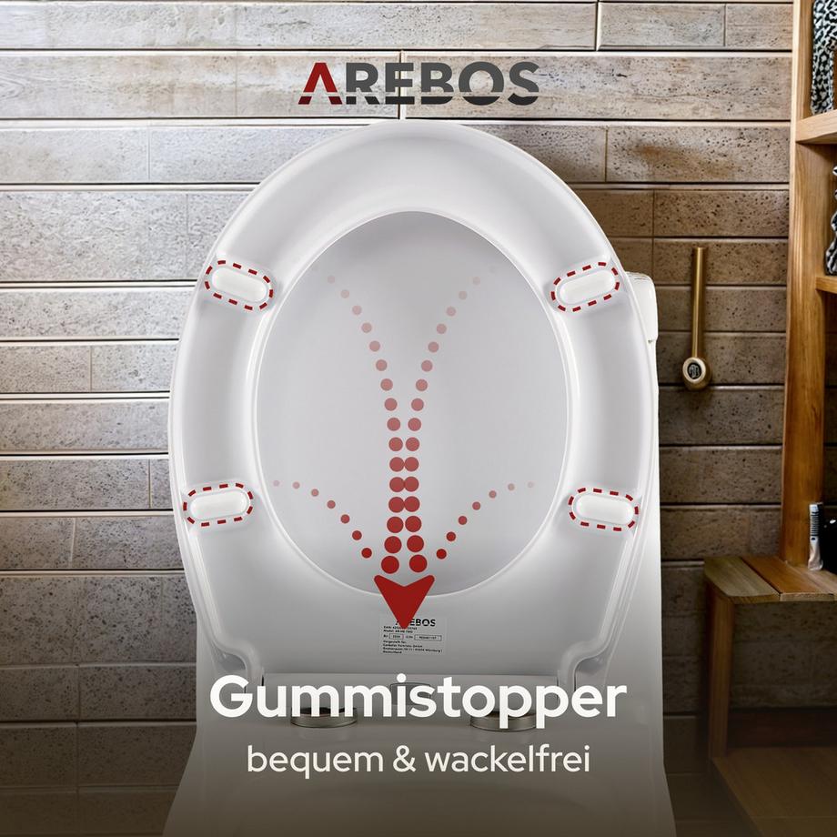 Arebos Toilettendeckel mit Absenkautomatik Klodeckel Toilettensitz  