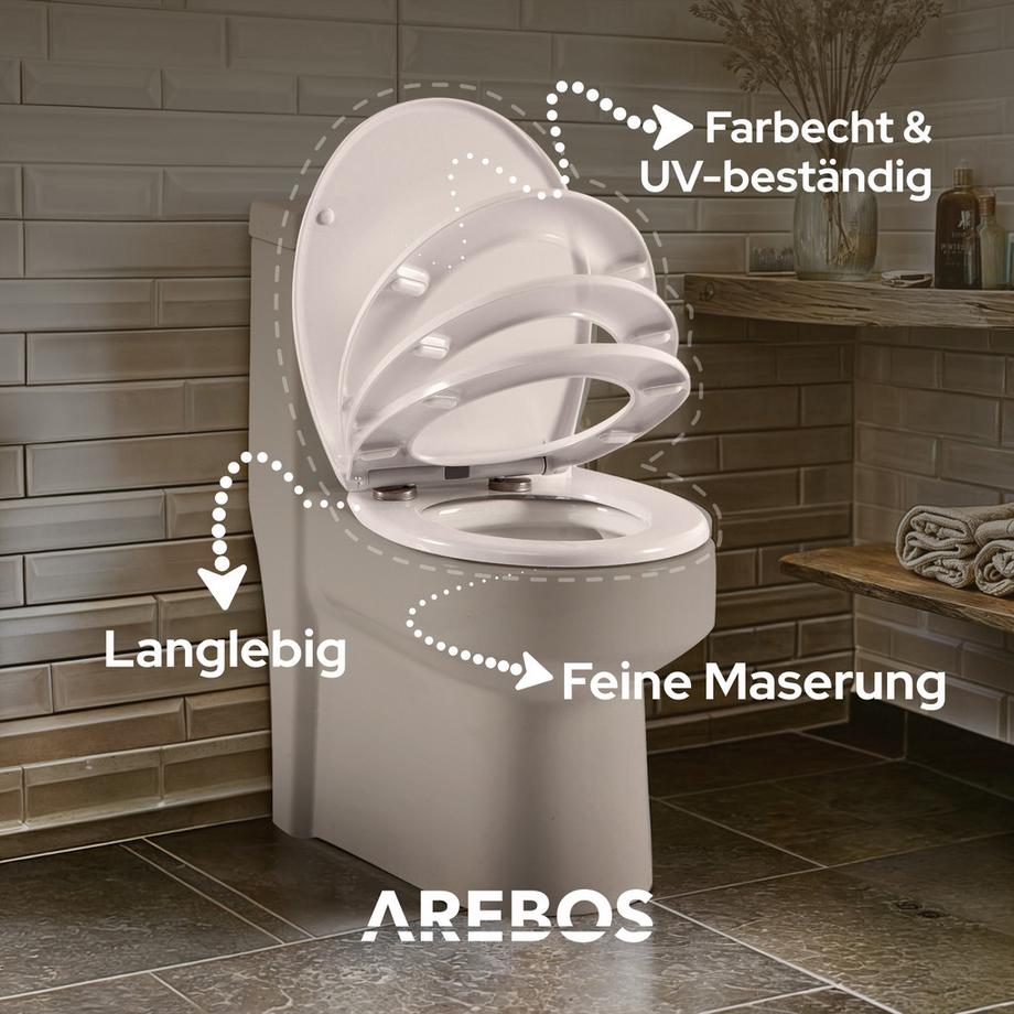 Arebos Toilettendeckel mit Absenkautomatik Klodeckel Toilettensitz  