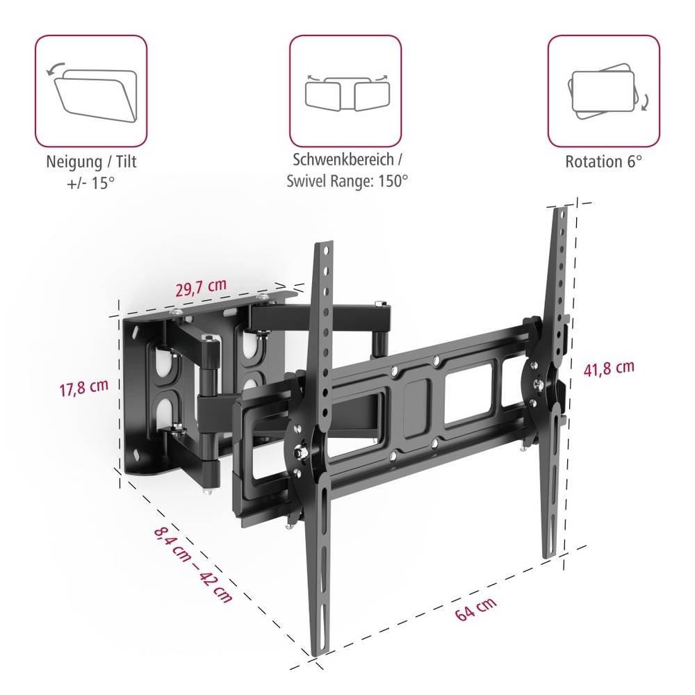 aha Elektronik  Support mural TV, entièrement mobile, 213 cm (84″), bras de ciseaux 