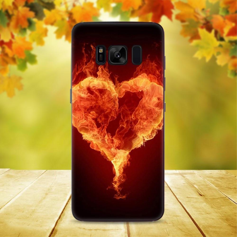 Image of Galaxy S8+ Plus - Transparente Silikon Gummi Hülle Heart On Fire
