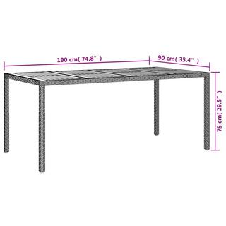 VidaXL Table de jardin rotin synthétique  