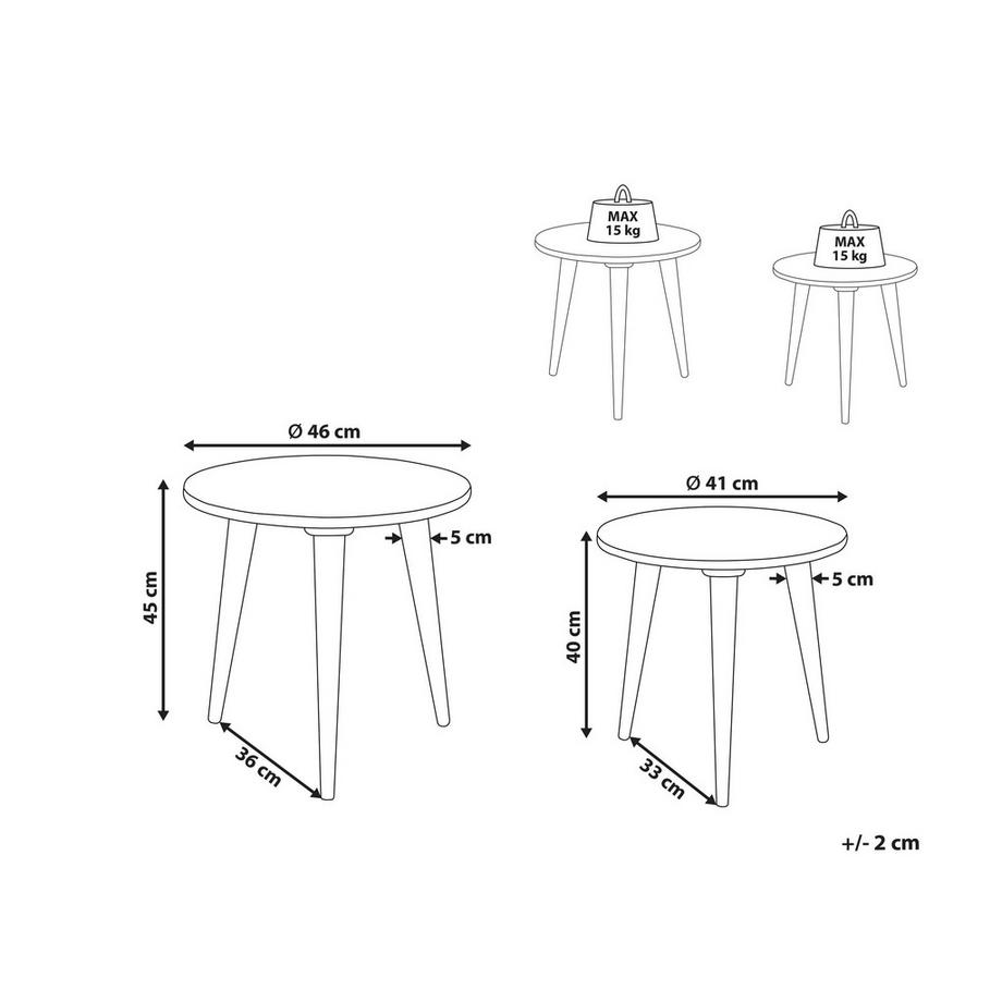 Beliani Set di 2 tavolini en Legno di mango Glamour NARRA  