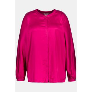 Ulla Popken  Chemisier en satin, oversized, col rond, manches chauve-souris 