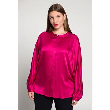 Blusa di raso dal taglio oversize con scollo a girocollo e maniche a pipistrello