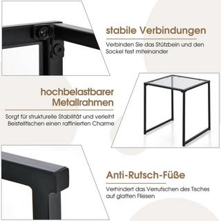 Northio Table d'appoint petite table de jardin table de balcon avec plateau en verre trempé 43 x 43 x 45 cm noir  