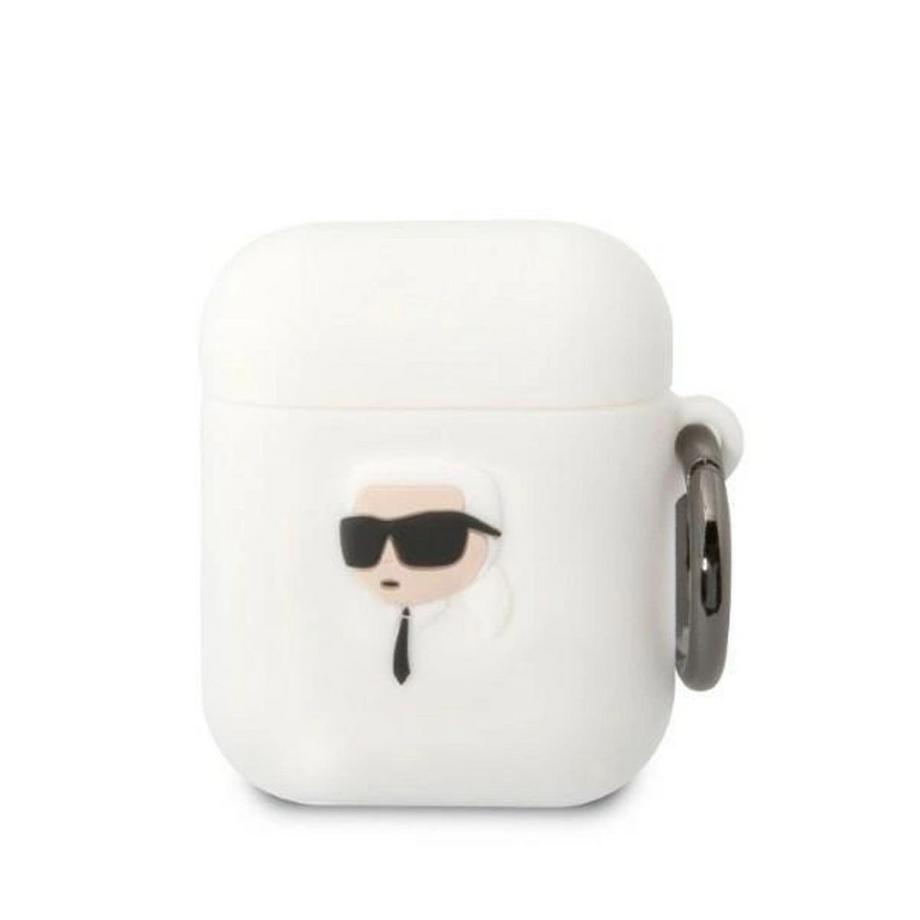 Karl Lagerfeld AirPods 1/2 Silikonschale Karl's Head 3D - Weiß