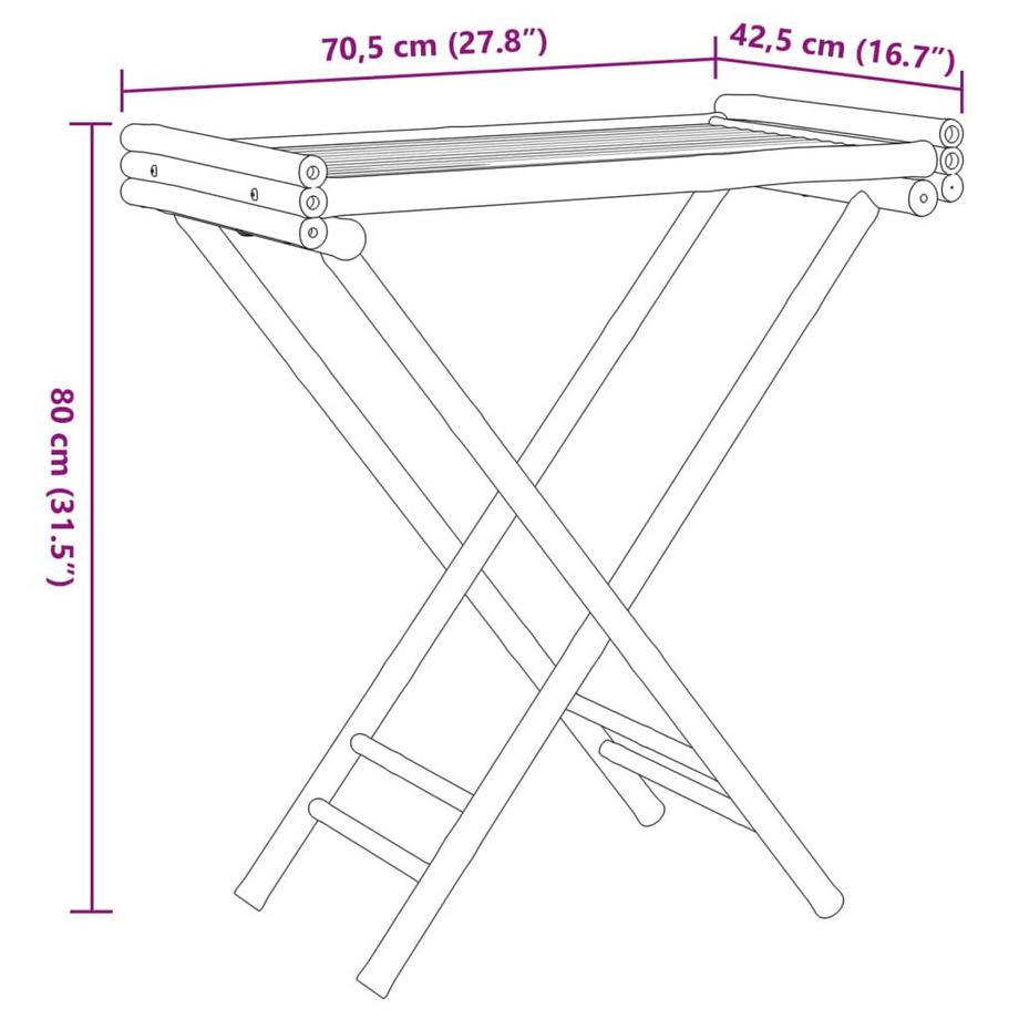 VidaXL  Table à plateau pliante bambou 