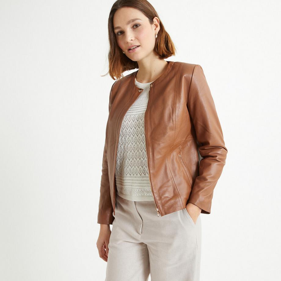 La Redoute Collections Blouson court en cuir de mouton  