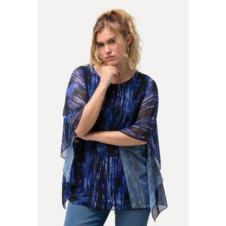 Ulla Popken  Bluse, doppellagig, Oversized, Rundhals, Halbarm 