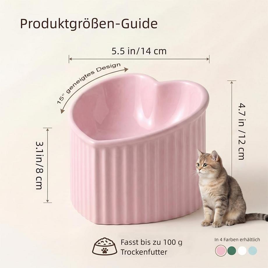 Alopini  Augmente Le Bol de Nourriture en Céramique pour Chat Bol Anti-vomissement Élevé 