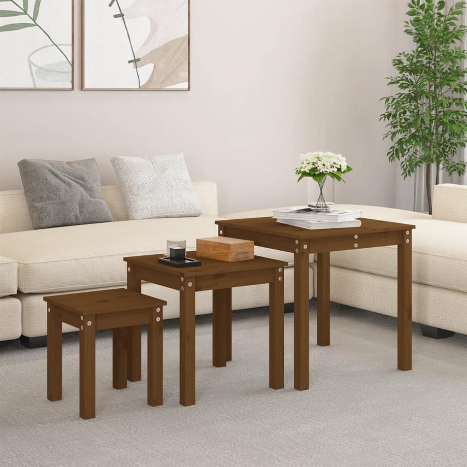 VidaXL Table gigogne bois de pin  