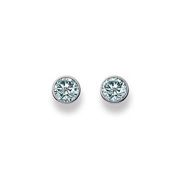 Clous d'oreilles or blanc 750 Zircone 5.5mm