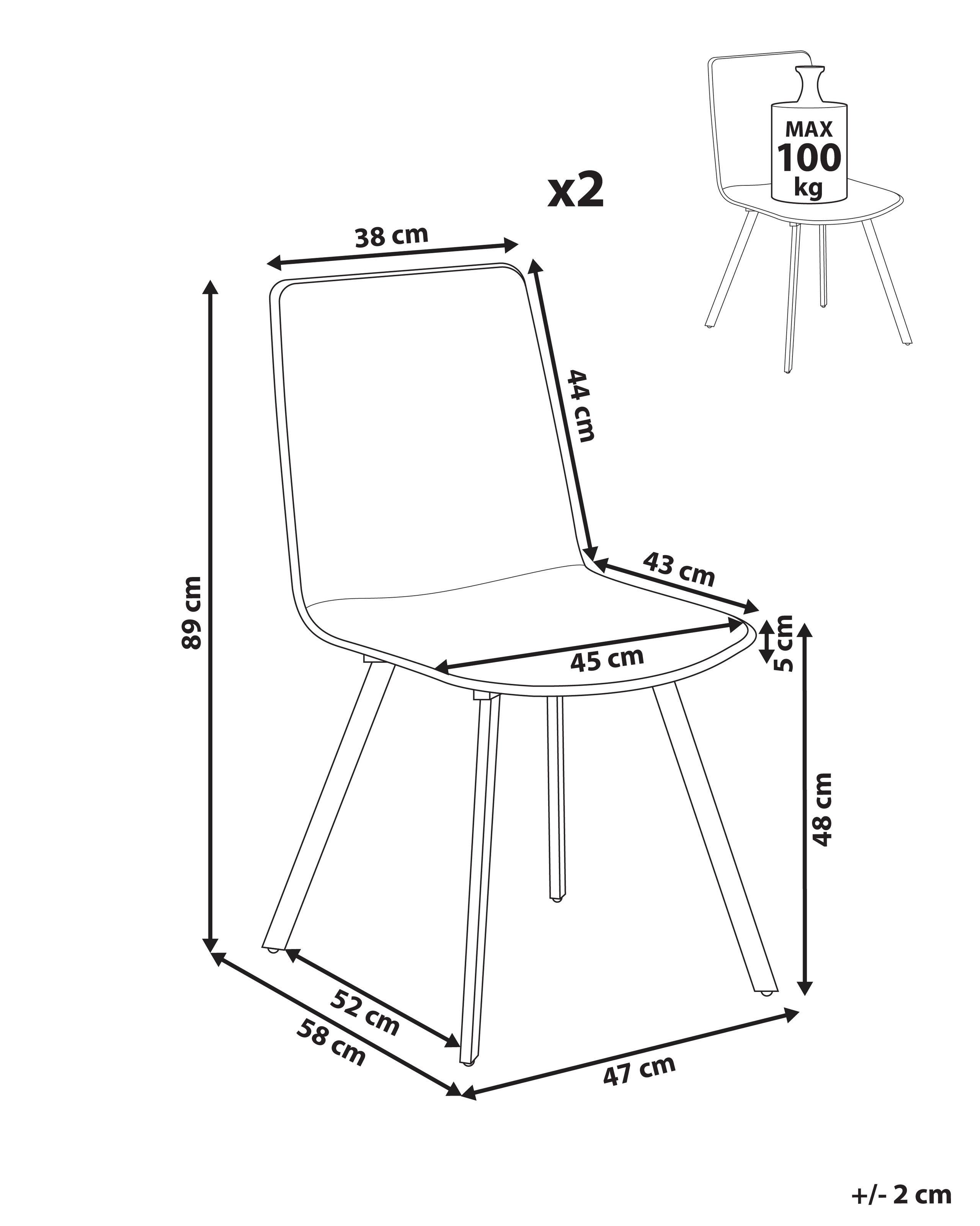 Beliani Lot de 2 chaises de salle à manger en Tissu Scandinave CARVER  