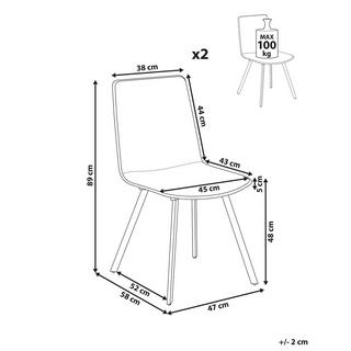 Beliani Lot de 2 chaises de salle à manger en Tissu Scandinave CARVER  