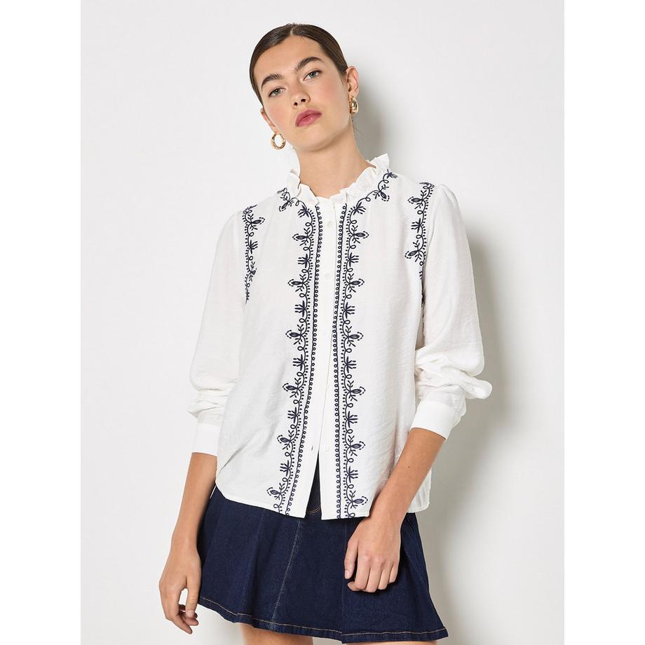 APRICOT Blouse brodée à col volanté  