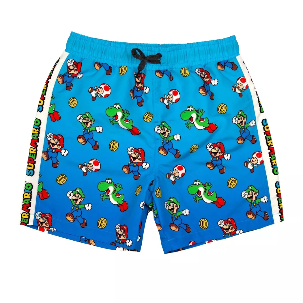 Super Mario - Badeshorts, 128, Stahlblau