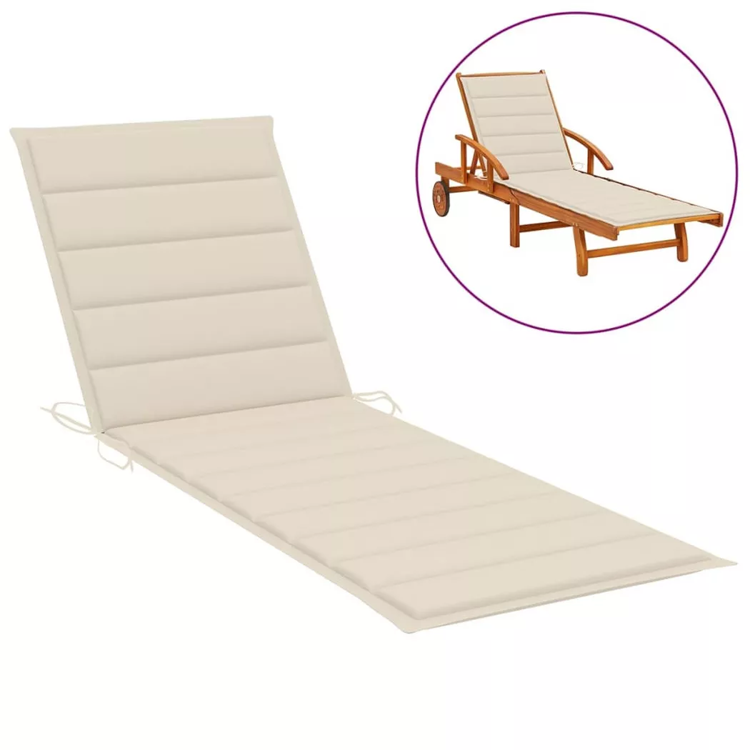 Coussin de chaise longue crème 200x50x3 cm tissu oxford