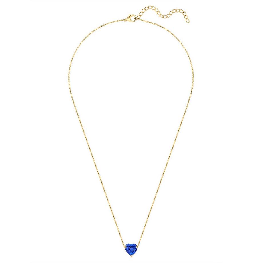 Lulu & Jane  Kette mit Anhänger Edelstahl gelbgold Zirkonia blau 