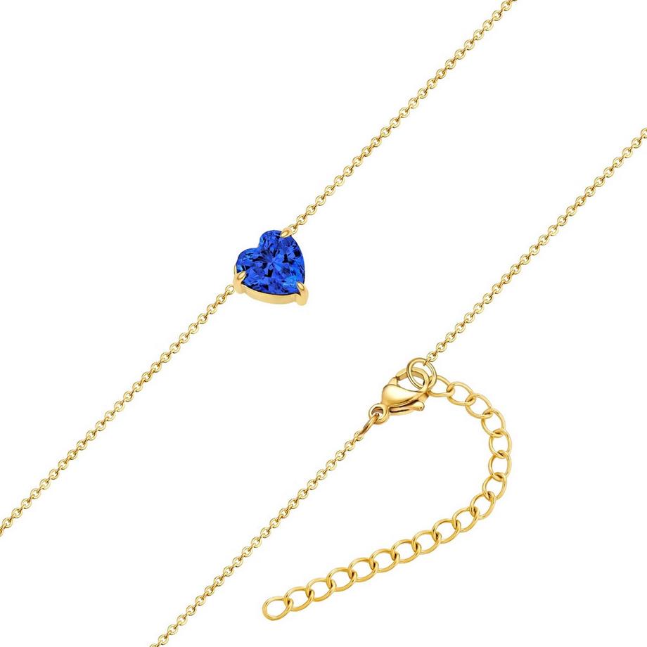 Lulu & Jane  Kette mit Anhänger Edelstahl gelbgold Zirkonia blau 