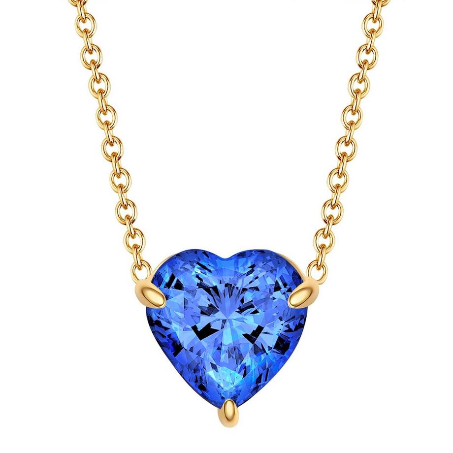 Kette mit Anhänger Edelstahl gelbgold Zirkonia blau