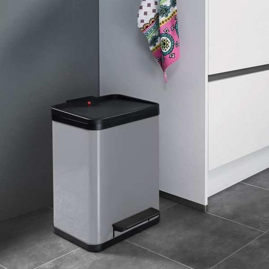 Hailo Bidone a pedale Öko, duo Plus M, capacità 2 x 9 l, argento.  