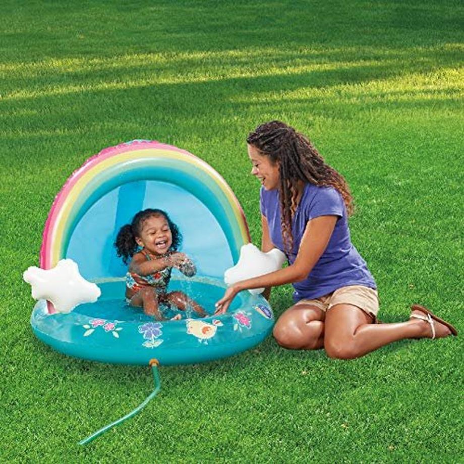 Activity-board  Babypool, Rainbow Splash Pool mit Überdachung, Spray Pool von 40 Zoll, Wassersprinkler für Kinder 