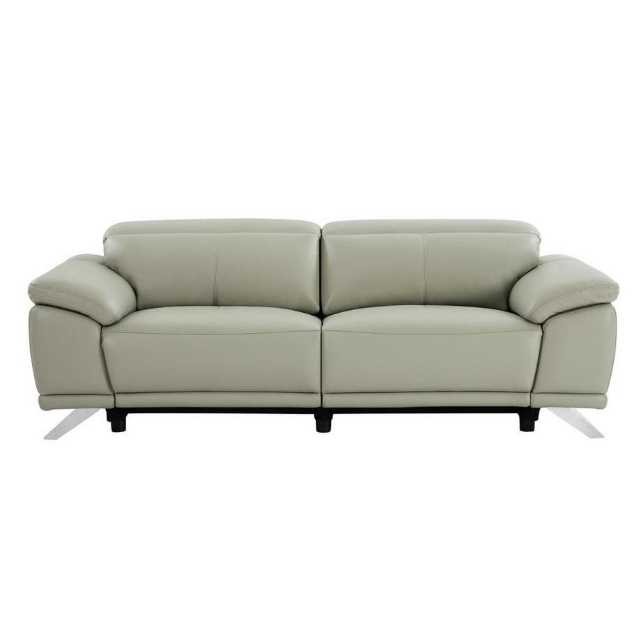 Vente-unique Relaxsofa 3-Sitzer elektrisch - Rindsleder - Hellgrau - AZIDEE II  