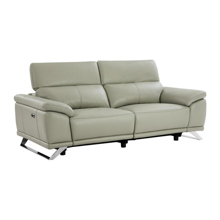 Vente-unique Relaxsofa 3-Sitzer elektrisch - Rindsleder - Hellgrau - AZIDEE II  