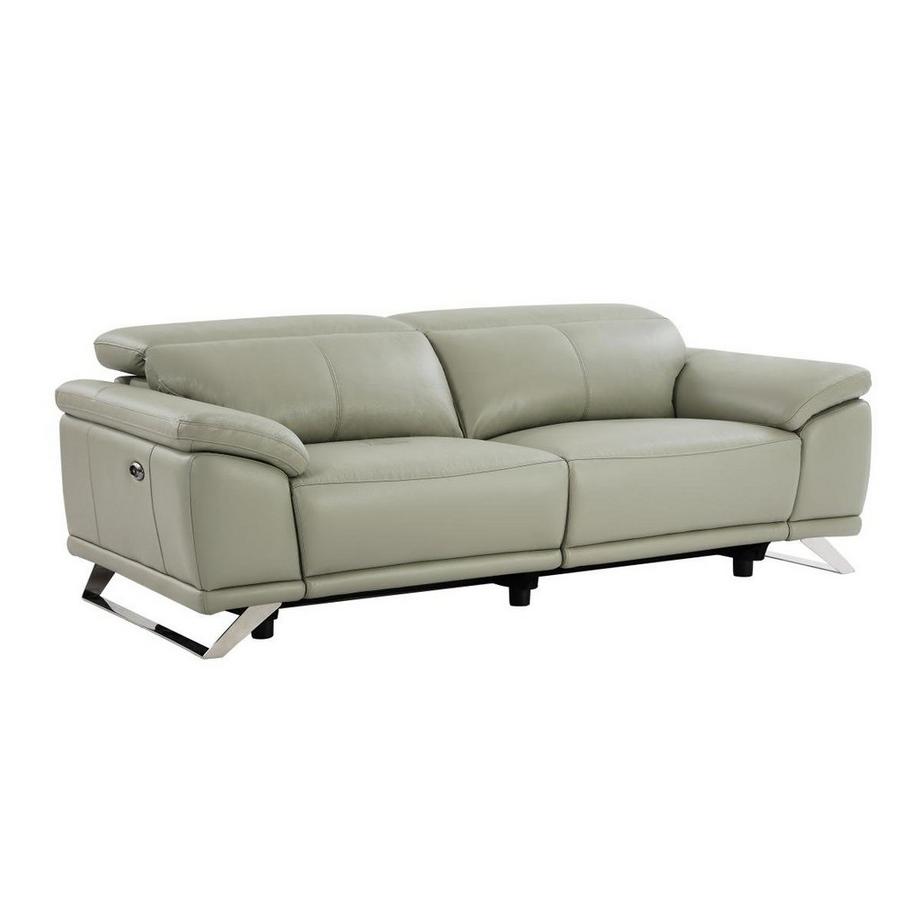 Relaxsofa 3-Sitzer elektrisch - Rindsleder - Hellgrau - AZIDEE II