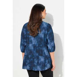 Ulla Popken  Bluse, Batikdruck, A-Linie, V-Ausschnitt, Langarm 