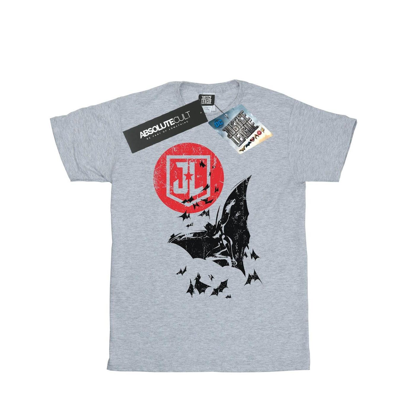 Image of Justice League Movie Batman Moon Leap Tshirt Damen Grau L