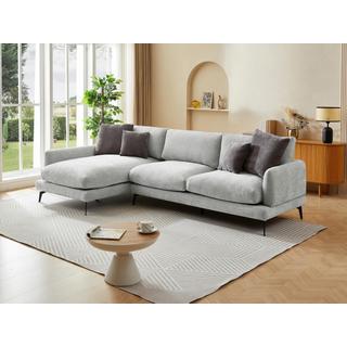 Vente-unique Ecksofa - Ecke links - Strukturstoff - Hellgrau - ROCALTA  