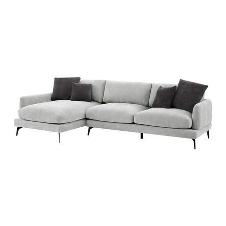 Vente-unique Ecksofa - Ecke links - Strukturstoff - Hellgrau - ROCALTA  