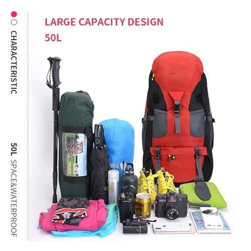 Only-bags.store  50L Leichter wasserfester Wanderrucksack, Outdoor Sport Tagesrucksack Reisetasche für Klettern 